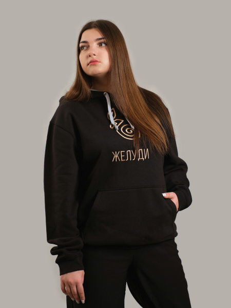 Худи с капюшоном "Желуди", черная